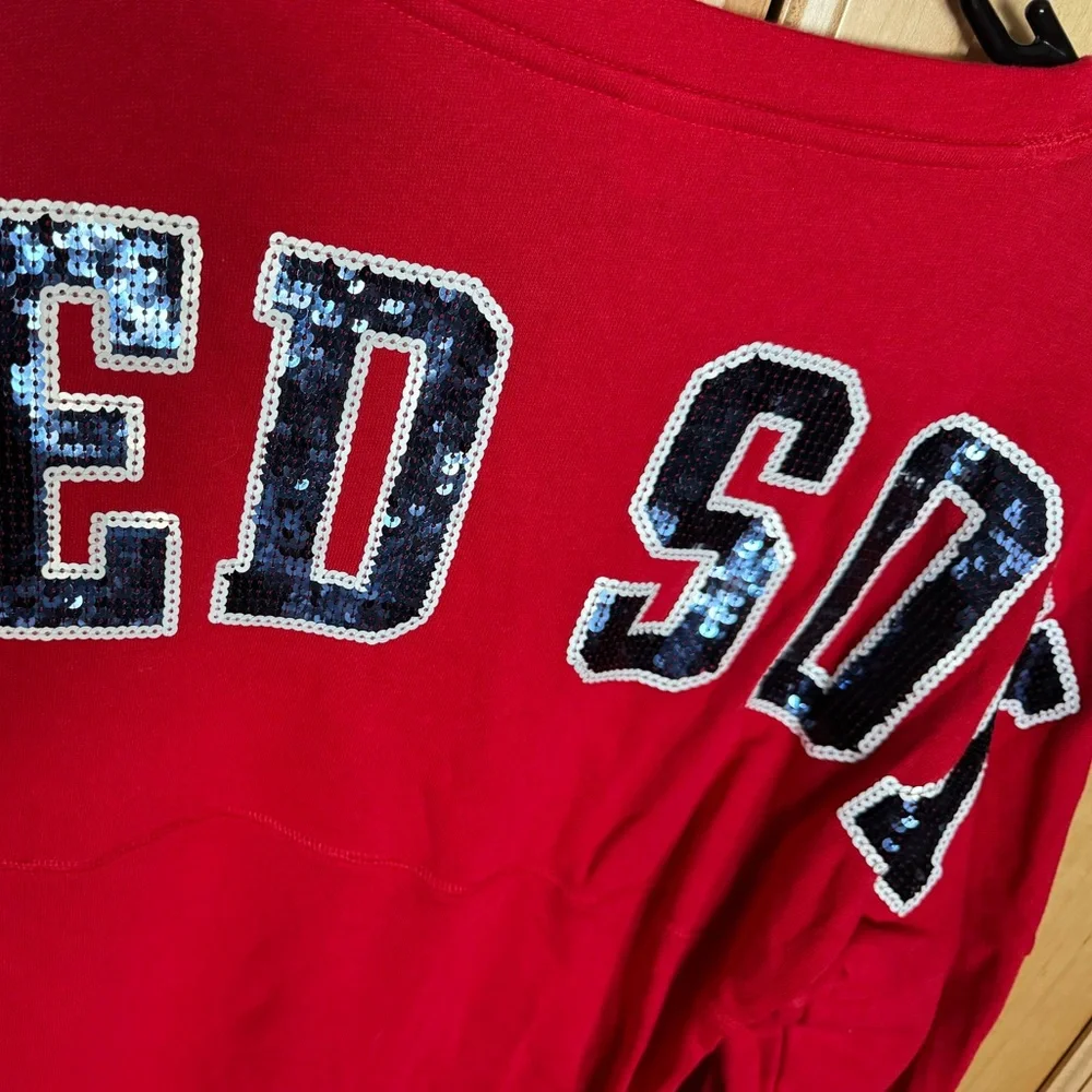 PINK Victoria's Secret Boston Red Sox Lace Up Front MLB Embellished Pull Over XS - Picture 8 of 9